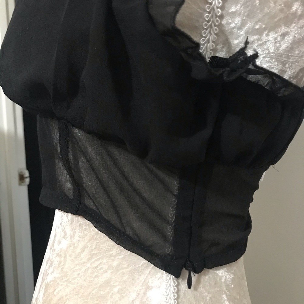 Sheer Black Ruffle Crop Top - Picture 3 of 8